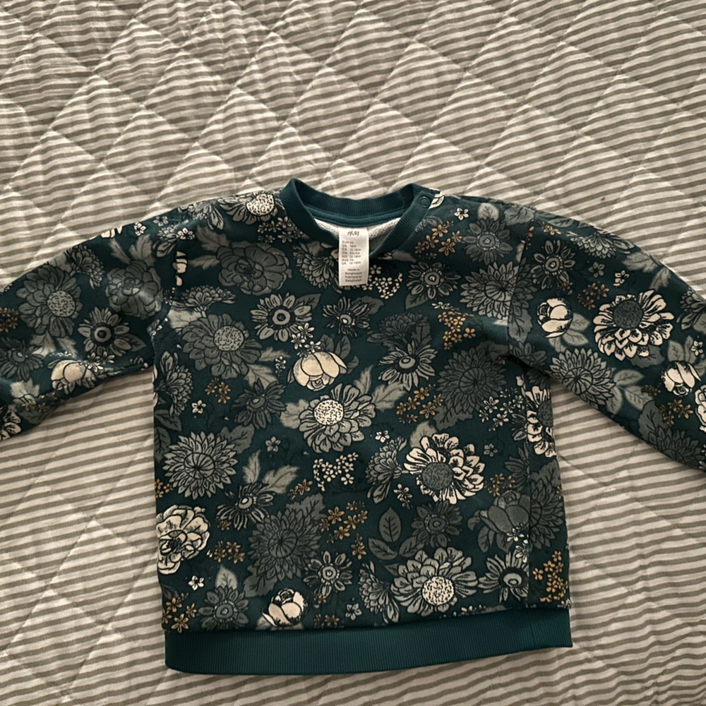 H&M Teal Floral Sweatshirt